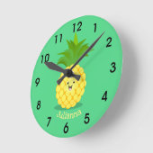 Cute pineapple cartoon illustratie ronde klok (Hoek)