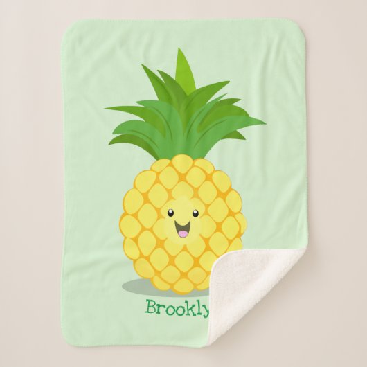 Cute pineapple cartoon illustratie sherpa deken (Voorkant)