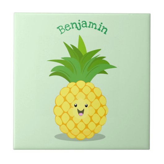 Cute pineapple cartoon illustratie tegeltje (Voorkant)