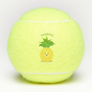 Cute pineapple cartoon illustratie tennisballen