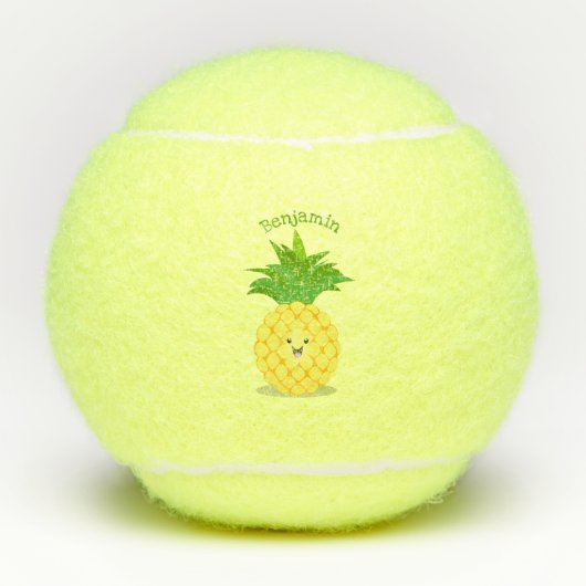 Cute pineapple cartoon illustratie tennisballen (Voorkant)