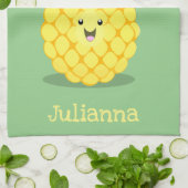 Cute pineapple cartoon illustratie theedoek (Gevouwen)