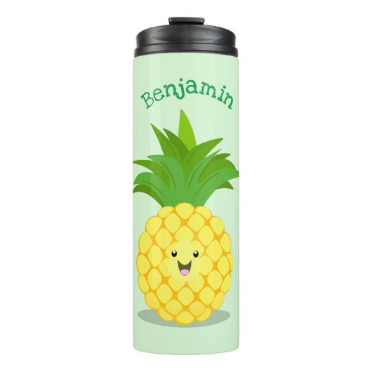 Cute pineapple cartoon illustratie thermosbeker (Voorkant)