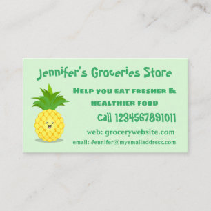 Cute pineapple cartoon illustratie visitekaartje
