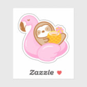 Cute Pineapple Drink Flamingo Float Sloth Sticker (Vel)