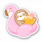 Cute Pineapple Drink Flamingo Float Sloth Sticker (Voorkant)