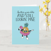 Cute Pineapple Fruit Pun Funny Birthday Kaart (Gele Bloem)