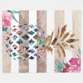 Cute Pineapple Gold striped Fleece Deken (Voorkant (Horizontaal))