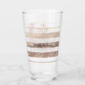 Cute Pineapple Gold striped Glas (Achterkant)