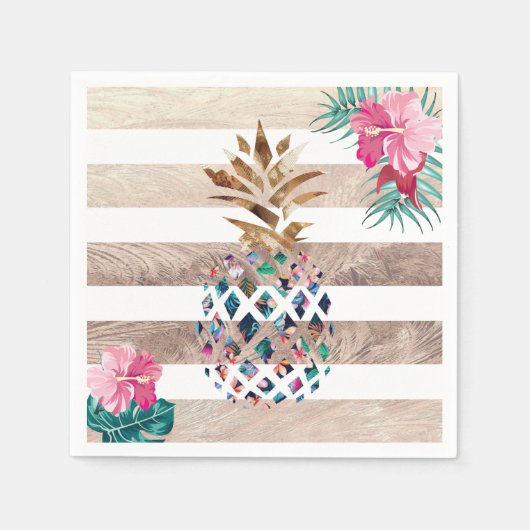 Cute Pineapple Gold striped Servet (Voorkant)