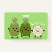 Cute pineapple guava feijoa cartoon badge (Achterkant)