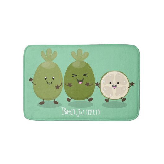 Cute pineapple guava feijoa cartoon badmat (Voorkant)