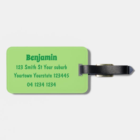 Cute pineapple guava feijoa cartoon bagagelabel (Achterkant horizontaal)