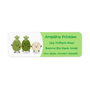 Cute pineapple guava feijoa cartoon etiket