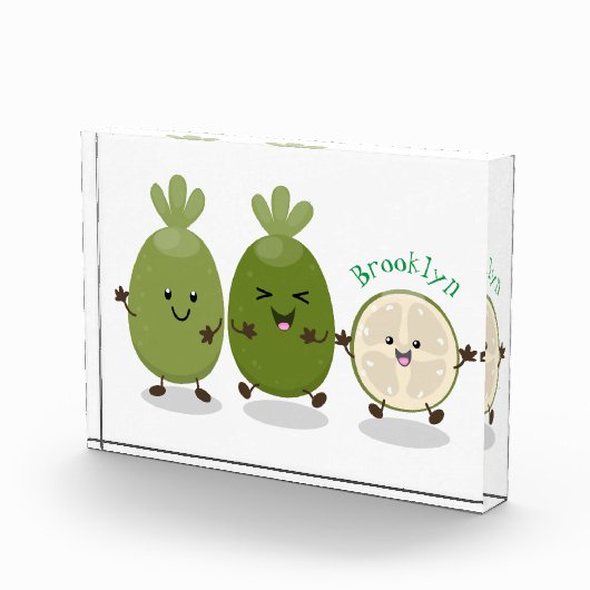 Cute pineapple guava feijoa cartoon fotoblokken (Rechts)