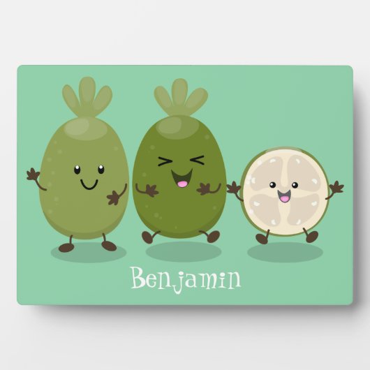 Cute pineapple guava feijoa cartoon fotoplaat (voorkant)