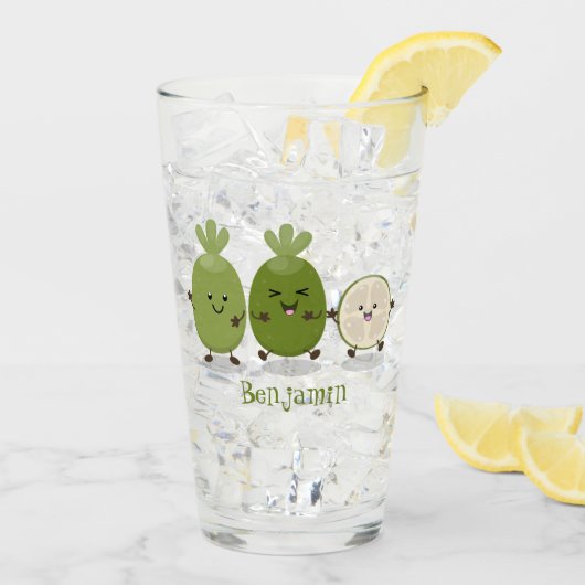 Cute pineapple guava feijoa cartoon glas (Achterkant ijs)