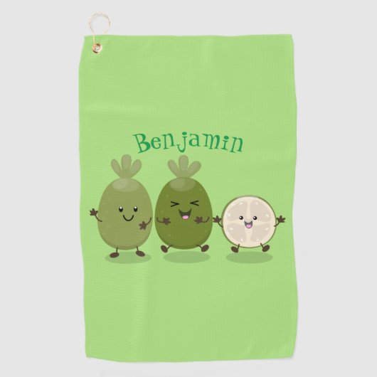 Cute pineapple guava feijoa cartoon golfhanddoek (Voorkant)