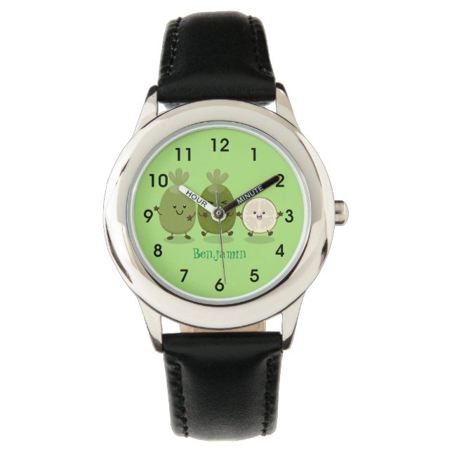 Cute pineapple guava feijoa cartoon horloge (Voorkant)