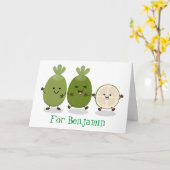 Cute pineapple guava feijoa cartoon kaart (Gele Bloem)