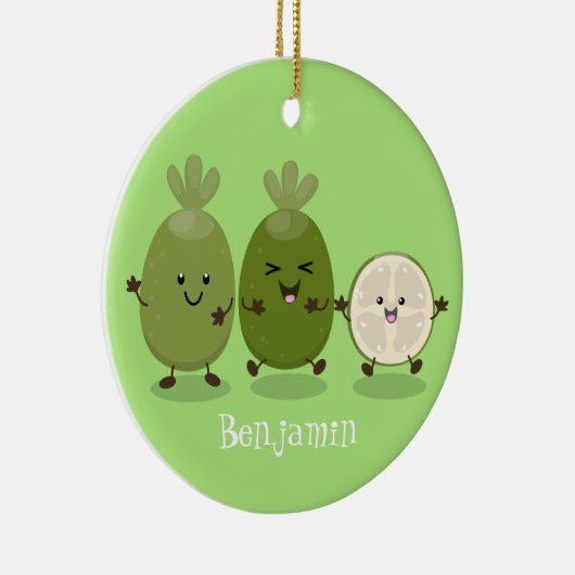 Cute pineapple guava feijoa cartoon keramisch ornament (Rechts)