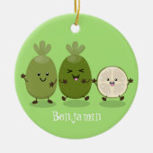 Cute pineapple guava feijoa cartoon keramisch ornament (Voorkant)