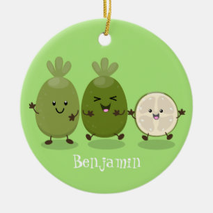 Cute pineapple guava feijoa cartoon keramisch ornament