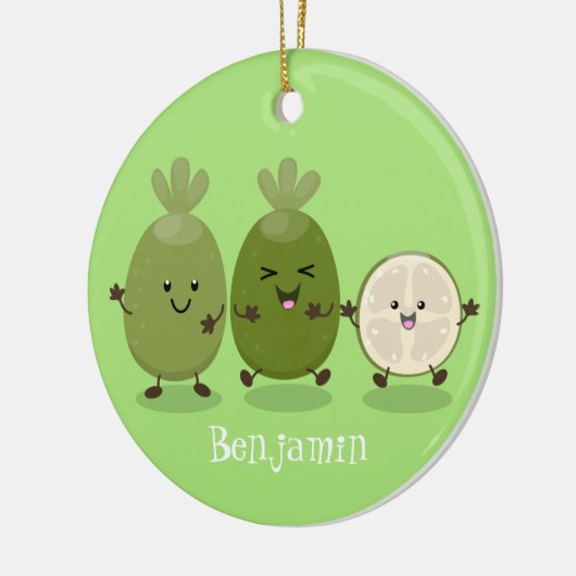 Cute pineapple guava feijoa cartoon keramisch ornament (Links)