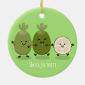 Cute pineapple guava feijoa cartoon keramisch ornament (Achterkant)