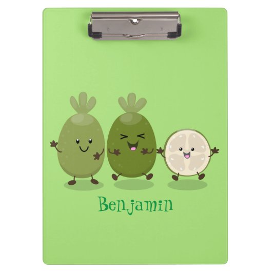 Cute pineapple guava feijoa cartoon klembord (Voorkant)