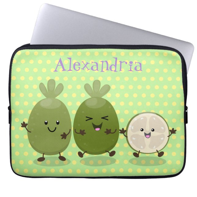 Cute pineapple guava feijoa cartoon laptop sleeve (Voorkant)