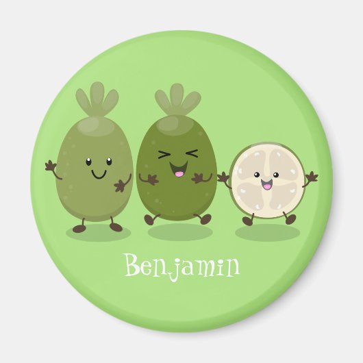 Cute pineapple guava feijoa cartoon magneet (Voorkant)