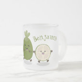 Cute pineapple guava feijoa cartoon matglas koffiemok (Voorkant rechts)