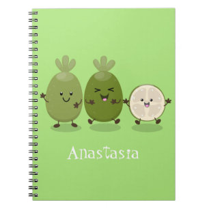 Cute pineapple guava feijoa cartoon notitieboek