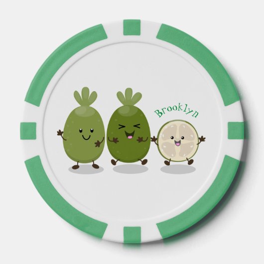 Cute pineapple guava feijoa cartoon poker chips (Voorkant)