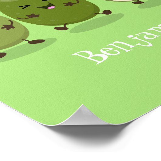 Cute pineapple guava feijoa cartoon poster (Hoek)