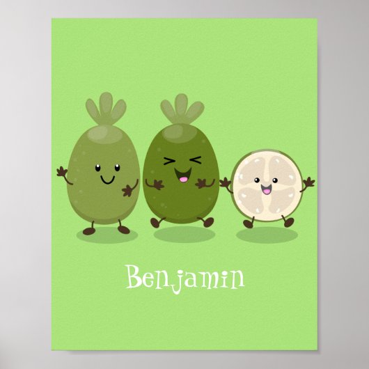 Cute pineapple guava feijoa cartoon poster (Voorkant)