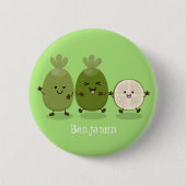 Cute pineapple guava feijoa cartoon ronde button 5,7 cm (Voorkant)