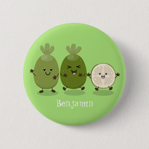 Cute pineapple guava feijoa cartoon ronde button 5,7 cm