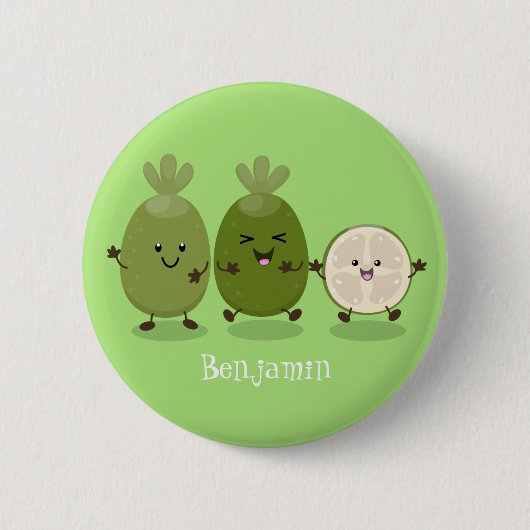 Cute pineapple guava feijoa cartoon ronde button 5,7 cm (Voorkant)