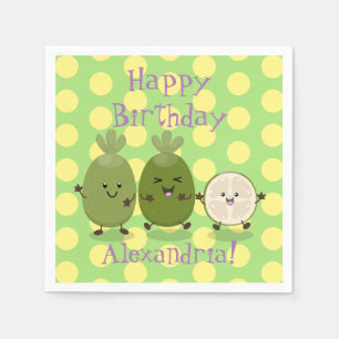 Cute pineapple guava feijoa cartoon servet