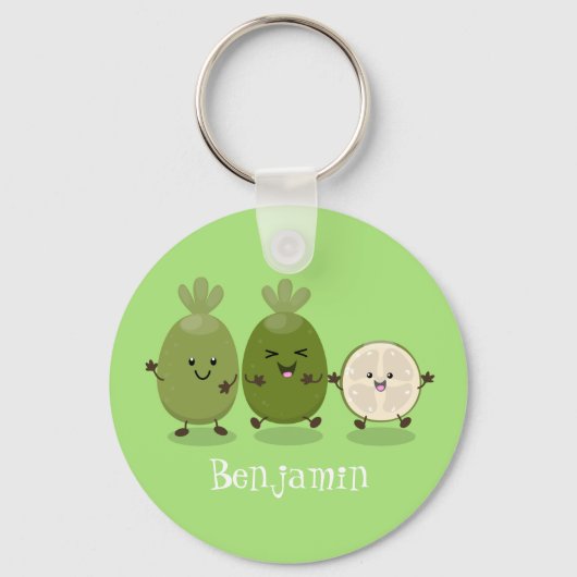 Cute pineapple guava feijoa cartoon sleutelhanger (Voorkant)