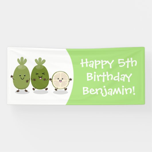 Cute pineapple guava feijoa cartoon spandoek (Horizontaal)