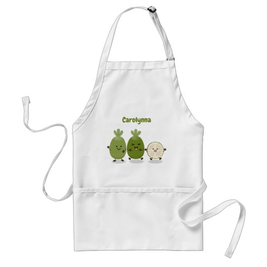 Cute pineapple guava feijoa cartoon standaard schort (Voorkant)