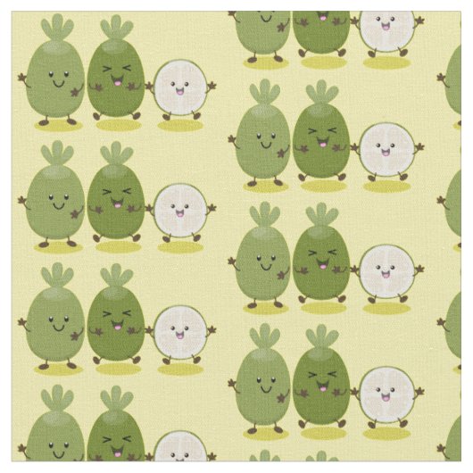 Cute pineapple guava feijoa cartoon stof (Close Up)