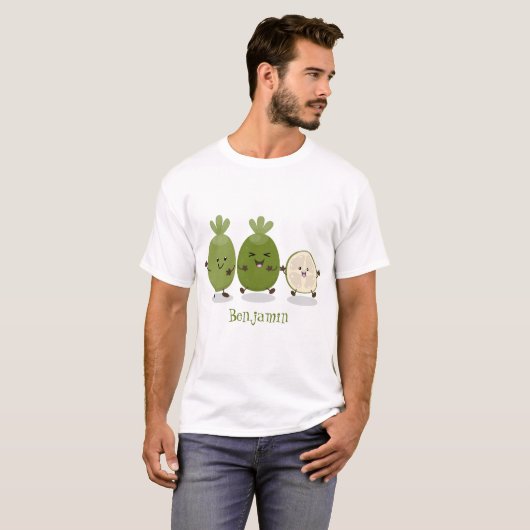 Cute pineapple guava feijoa cartoon t-shirt (Voorkant volledig)