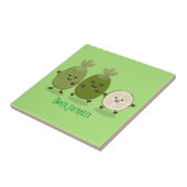 Cute pineapple guava feijoa cartoon tegeltje (Zijkant)