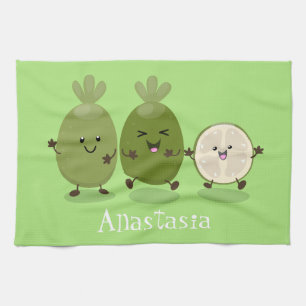 Cute pineapple guava feijoa cartoon theedoek