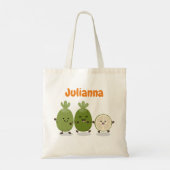 Cute pineapple guava feijoa cartoon tote bag (Achterkant)