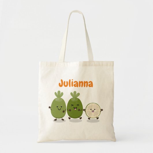 Cute pineapple guava feijoa cartoon tote bag (Voorkant)